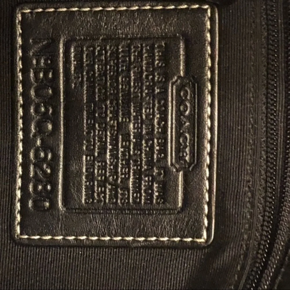 Coach black gray signature soho baguette bag